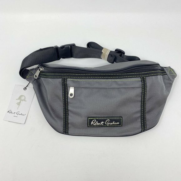 Robert Graham Hackman 3 Pocket Fanny Pack Travel Bag Adjustable Grey - Picture 2 of 5